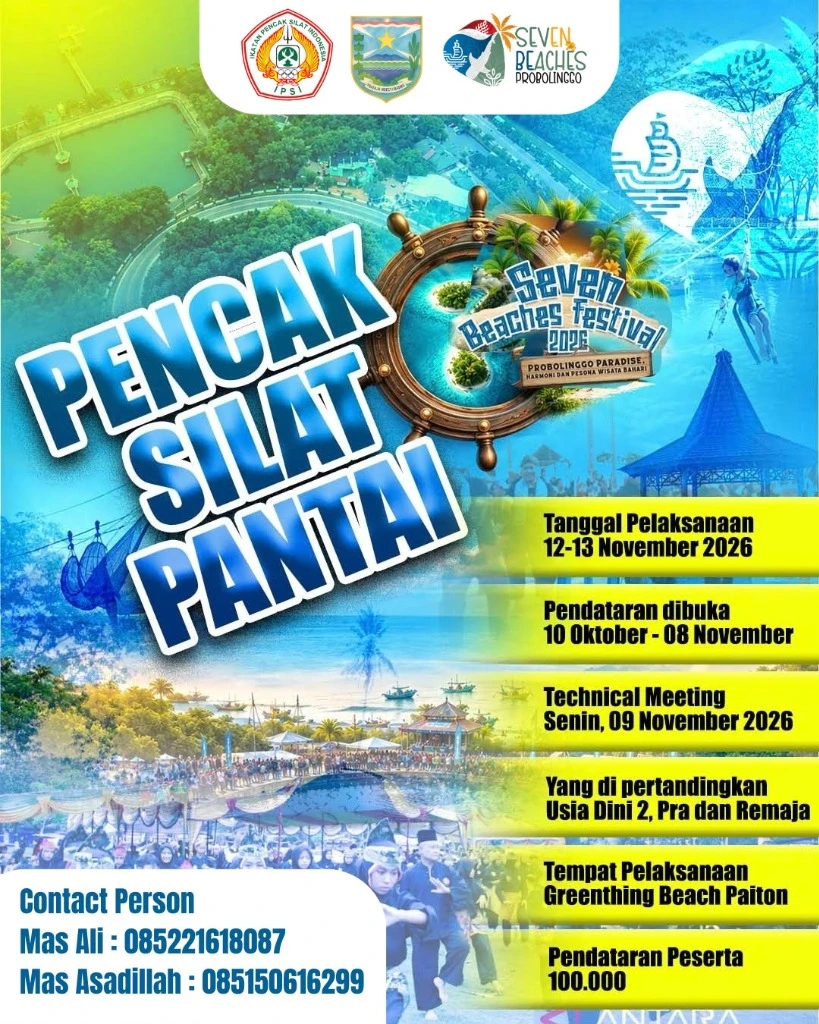 Poster Kejuaraan Pencak Silat Pantai Seven Beaches Festival 2026